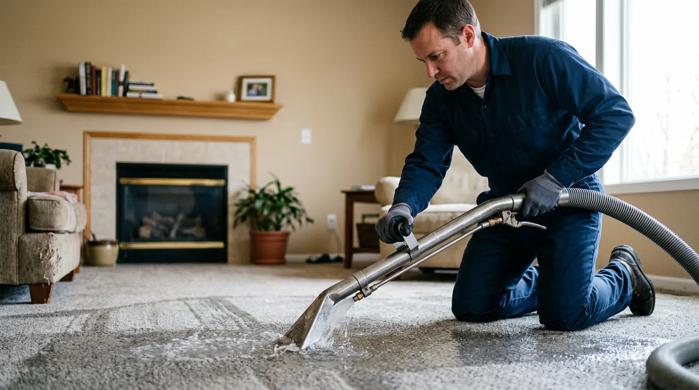 Water damage restoration technician working near Mazeppa, MN